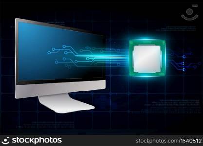 Realistic vector laptop, tablet computer, monitor and mobile phone template With infographics set and Information technology Graphics