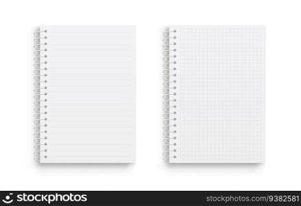 Realistic vector notebook. Square and lined. Front view. - stock vector.