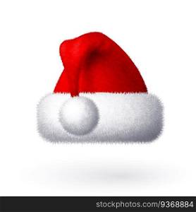Realistic vector Santa hat isolated on white background. Eps8. RGB Global colors. Realistic vector Santa hat isolated on white background