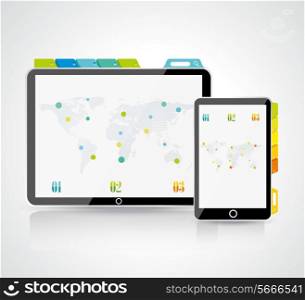 Realistic vector tablet computer, monitor and mobile phone