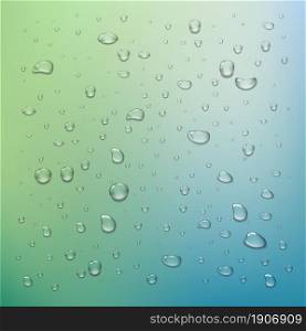 Realistic vector water drops transparent background. Clean drop condensation . PNG drops, Rain droplets with light reflection. Vector illustration.. Realistic water drops