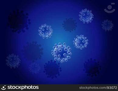 Realistic virus vector on blue background. Hepatitis, HIV, viruses. Bacteria.