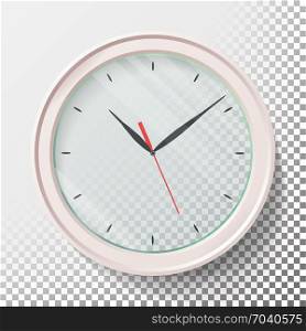 Realistic Wall Clocks Set Vector Illustration. Transparent Face. Black Hands. Ready To Apply. Graphic Element For Documents, Templates, Posters, Flyers.. Realistic Wall Clocks Set Vector Illustration. Wall Analog Clock.