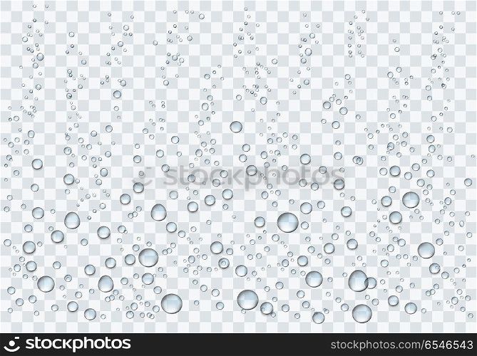 Realistic water droplets on the transparent background. Vector i. Realistic water droplets on the transparent background. Vector illustration. Realistic water droplets on the transparent background. Vector illustration