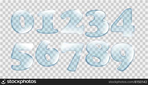 Realistic Water Drops Number Set On Transparent Background Vector Illustration EPS10. Realistic Water Drops Number Set On Transparent Background Vecto