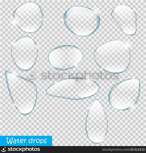 Realistic Water Drops Set On Transparent Background Vector Illustration EPS10. Realistic Water Drops Set On Transparent Background Vector Illus
