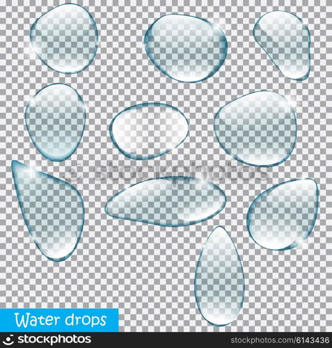 Realistic Water Drops Set On Transparent Background Vector Illustration EPS10. Realistic Water Drops Set On Transparent Background Vector Illus