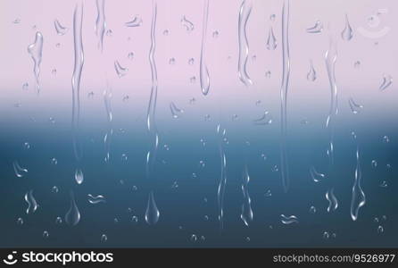 Realistic wet condensation texture.Fresh water splash effect on the surface.Rain transparent drops flow down the glass.Liquid spreading droplet shapes.. Rain transparent drops flow down the glass.Realistic wet condensation texture.Fresh water splash effect on the surface.Liquid spreading droplet shapes.