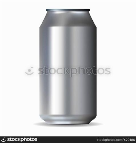 Realistic white aluminum can isolated on a white background. Realistic white aluminum can