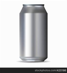 Realistic white aluminum can isolated on a white background. Realistic white aluminum can