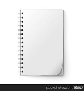 Realistic white blank notepad sheet isolated on white background vector illustration