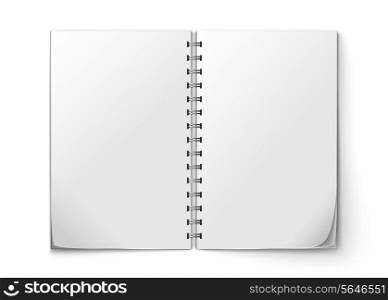 Realistic white blank open notepad isolated on white background vector illustration