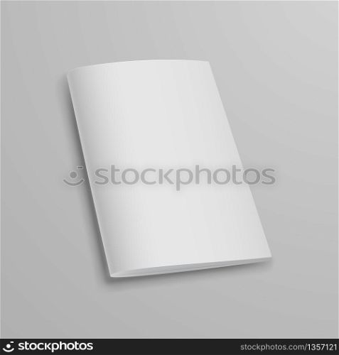 Realistic White Book Mock Up Template Background. Blank Cover Of Magazine. Vector Illustration.