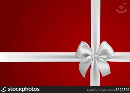 Realistic white bow and ribbon isolated on red vector image
