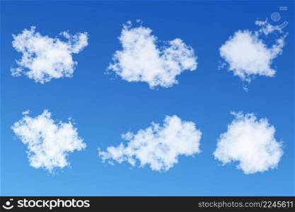 Realistic white clouds set with blue sky background