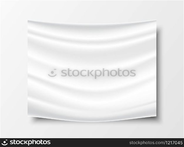 Realistic White fabric cloth texture with shadow and wrinkles on a gray background. Vector illustration