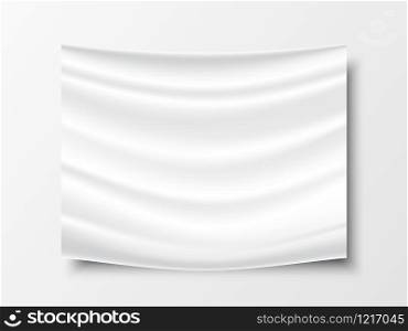 Realistic White fabric cloth texture with shadow and wrinkles on a gray background. Vector illustration