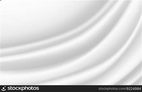 Realistic white fabric wave luxury background texture vector 