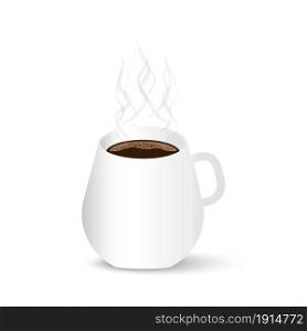Realistic white mug with steam. Hot drink. Coffee time. Morning beverage. Flat design. Vector illustration. Stock image. EPS 10.. Realistic white mug with steam. Hot drink. Coffee time. Morning beverage. Flat design. Vector illustration. Stock image.