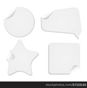 Realistic White Paper Stickers Isolated on White Background Vector Illustration EPS10. Realistic White Paper Stickers Isolated on Background Vect
