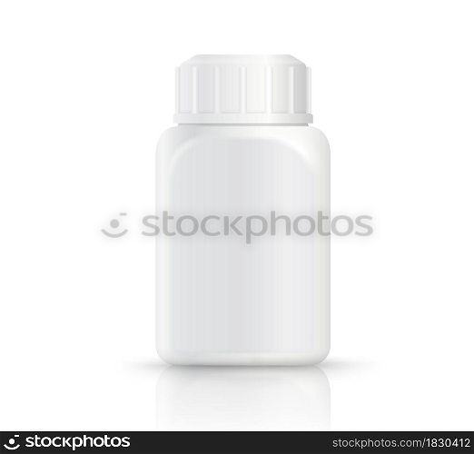 Realistic white plastic square bottle isolated on white background. EPS file.