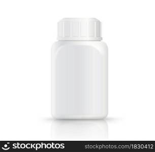 Realistic white plastic square bottle isolated on white background. EPS file.