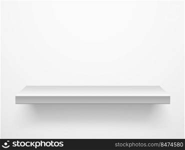 Realistic white shelf. Home or office furniture. Empty plastic bookshelf. Interior modern object hanging on wall. Exhibition stand with shadow. Isolated square shelving front view. Vector concept. Realistic white shelf. Home or office furniture. Empty bookshelf. Interior modern object hanging on wall. Exhibition stand with shadow. Isolated shelving front view. Vector concept