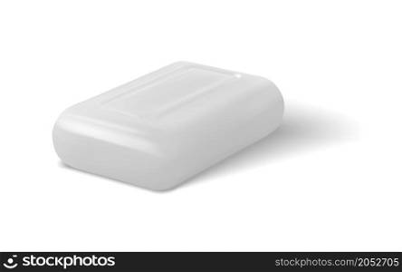 Realistic white soap bar. Cosmetic cleaner. 3D beauty or household antibacterial detergent. Body skin care bathroom scented product. Hand wash isolated square cleanser. Vector natural spa toiletry. Realistic white soap bar. Cosmetic cleaner. 3D beauty or household antibacterial detergent. Body care bathroom scented product. Hand wash square cleanser. Vector natural spa toiletry