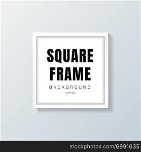 Realistic white square frame mockup on gray background. You can use for interior design text box element, picture framing. Vector illustration