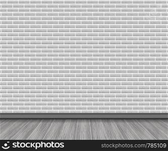 Realistic wood floor and white brick. Vector illustration.. Realistic wood floor and white brick. Vector stock illustration.