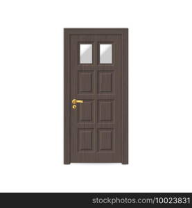 realistic wooden door isolated on white background. realistic wooden door isolated