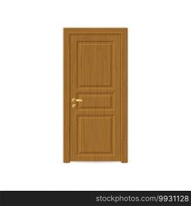 realistic wooden door isolated on white background. realistic wooden door isolated