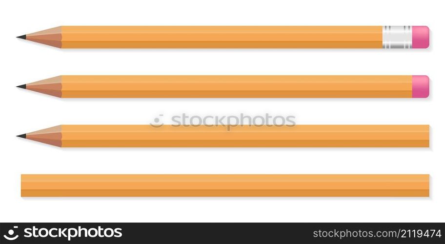 Realistic wooden pencil for decoration design