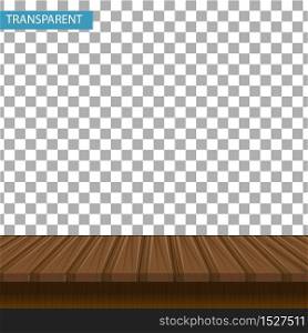 Realistic wooden table on a transparent background. Mock-up for your product display. 3d countertop oak, walnut color. Vector illustration. Realistic wooden table on a transparent background. Mock-up for your product display. 3d countertop oak, walnut color. Vector illustration.