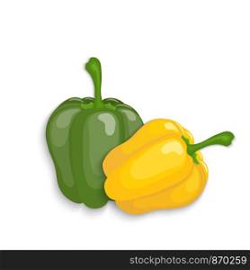Realistic yellow and green bell peppers, vector illustration