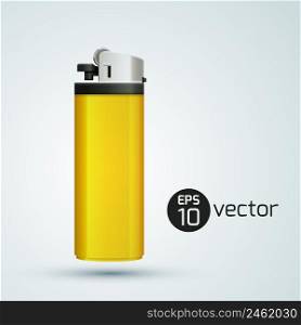 Realistic yellow gas lighter design template background vector illustration. Gas Lighter Background