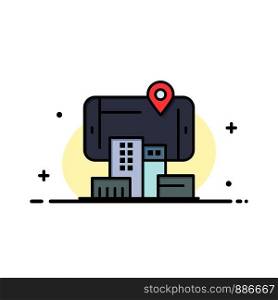 Reality, City, Technology, Augmented Business Flat Line Filled Icon Vector Banner Template