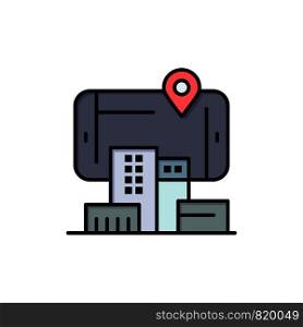 Reality, City, Technology, Augmented Flat Color Icon. Vector icon banner Template