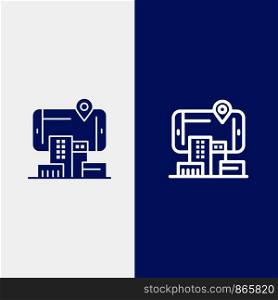 Reality, City, Technology, Augmented Line and Glyph Solid icon Blue banner Line and Glyph Solid icon Blue banner
