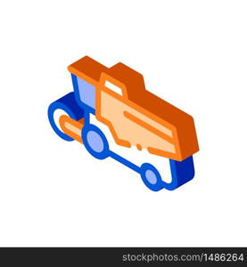 Reaping Harvester Vehicle vector isometric sign. color isolated symbol illustration. Reaping Harvester Vehicle Vector Thin Line Icon