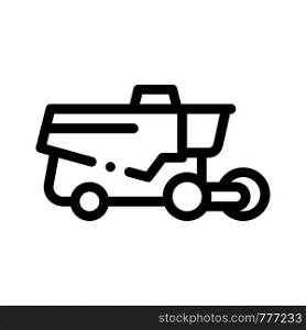 Reaping Harvester Vehicle Vector Thin Line Icon. Agricultural Harvester Wheel Farmland Countryside Equipment. Ingathering Machine Linear Pictogram. Monochrome Contour Illustration. Reaping Harvester Vehicle Vector Thin Line Icon
