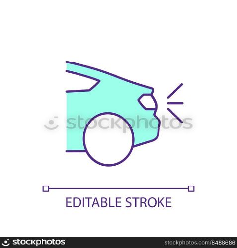 Rear position l&RGB color icon. Brake stop signal. Automotive lighting. Automobile device. Isolated vector illustration. Simple filled line drawing. Editable stroke. Arial font used. Rear position l&RGB color icon