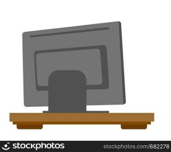 Rear view of computer monitor or television vector cartoon illustration isolated on white background.. Rear view of computer monitor vector illustration.