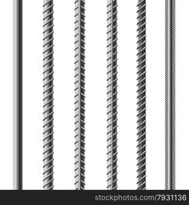 Rebars, Reinforcement Steel Isolated on White Background. Construction Metal Armature.