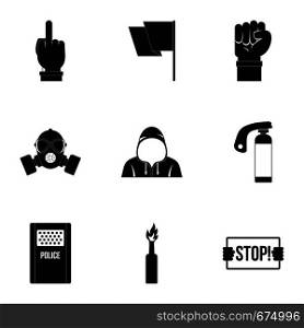 Rebel demonstration icon set. Simple set of 9 rebel demonstration vector icons for web isolated on white background. Rebel demonstration icon set, simple style