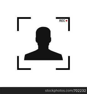 Rec icon. Camera frame view screen people icon in flat design. Eps10. Rec icon. Camera frame view screen people icon in flat design