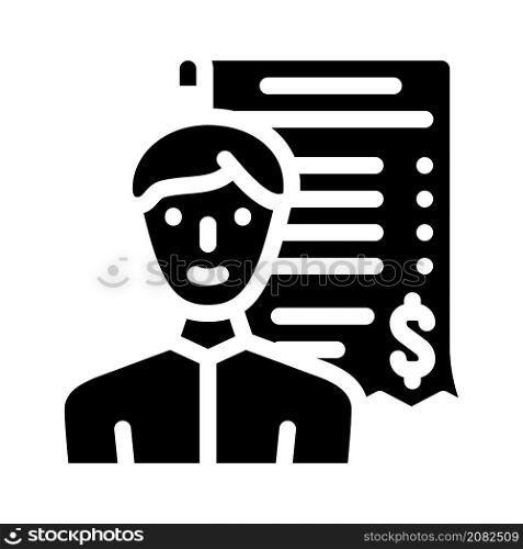 receipt of closed trade glyph icon vector. receipt of closed trade sign. isolated contour symbol black illustration. receipt of closed trade glyph icon vector illustration