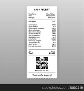 Receipts vector illustration of realistic payment paper bills for cash or credit card transaction. Vector stock illustration.. Receipts vector illustration of realistic payment paper bills for cash or credit card transaction. Vector illustration.