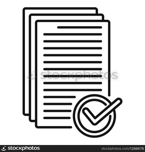 Receive approved documents icon. Outline receive approved documents vector icon for web design isolated on white background. Receive approved documents icon, outline style
