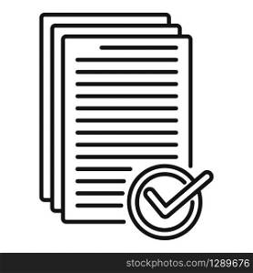 Receive approved documents icon. Outline receive approved documents vector icon for web design isolated on white background. Receive approved documents icon, outline style
